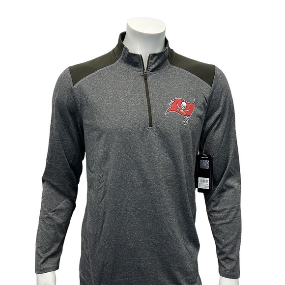 NWT Tampa Bay Buccaneers Gray Black Pullover NFL Team Apparel 1/4 Zip Jacket MD - Picture 5 of 10